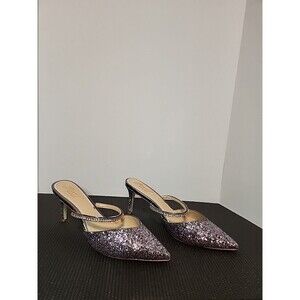 Jewel Badgley MischkaWomen's  Jan Strappy Pointed Toe Stiletto Sz8 Sparkle